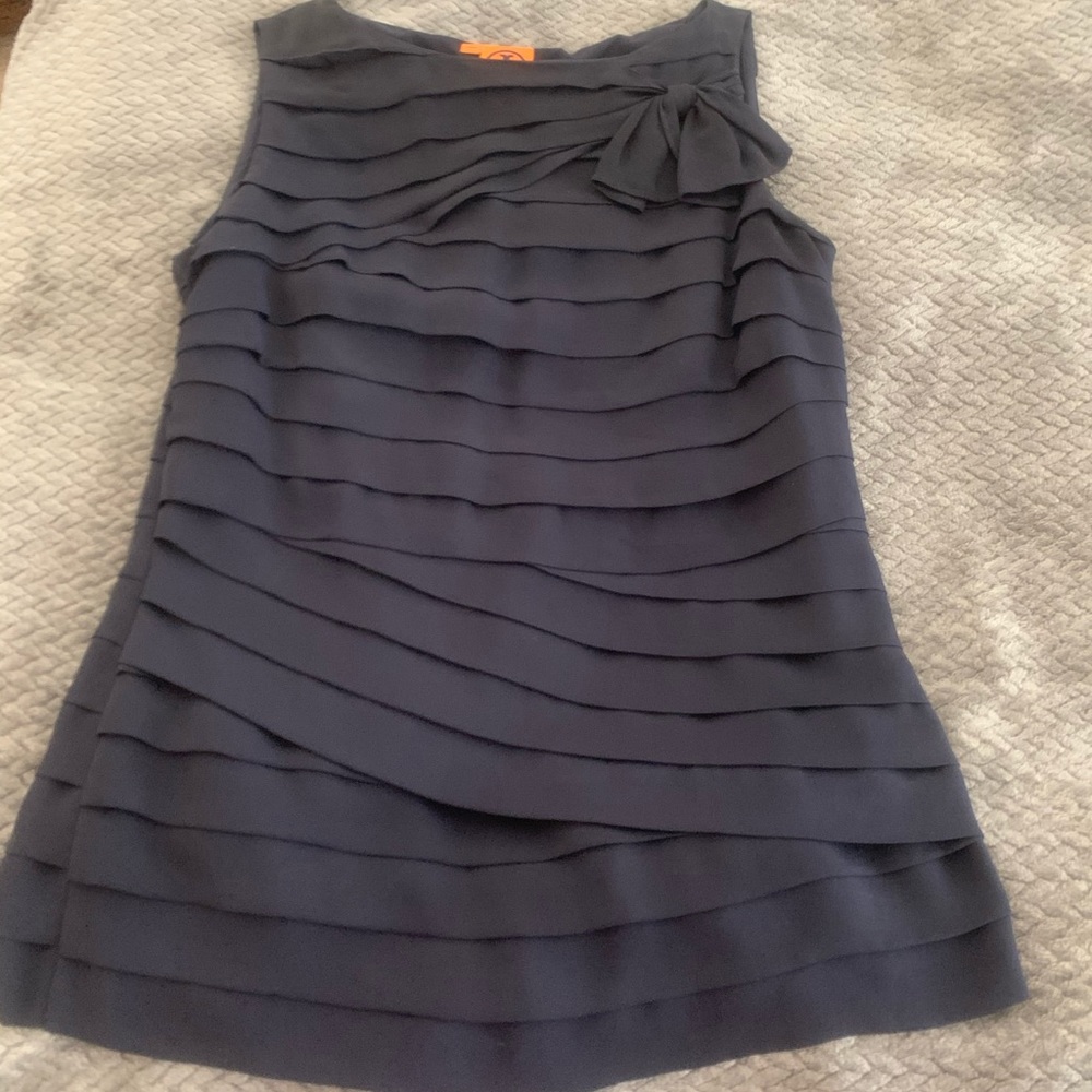 Tory Burch silk ruffled tank- Navy